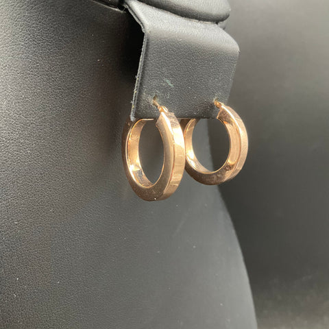 Milor Italy Bronze Hoop Earrings Polished Flat Edge Round Design 1"