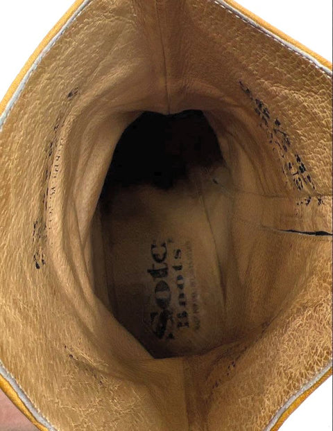 Y2K Soto Boots Tan Full Quill Ostrich Leather Heeled Ankle Boots Size 9.5