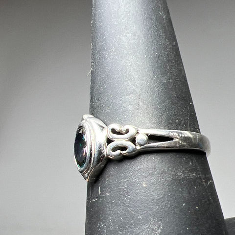 925 Sterling Silver Rainbow Rhinestone Ring Size 7 1.53g