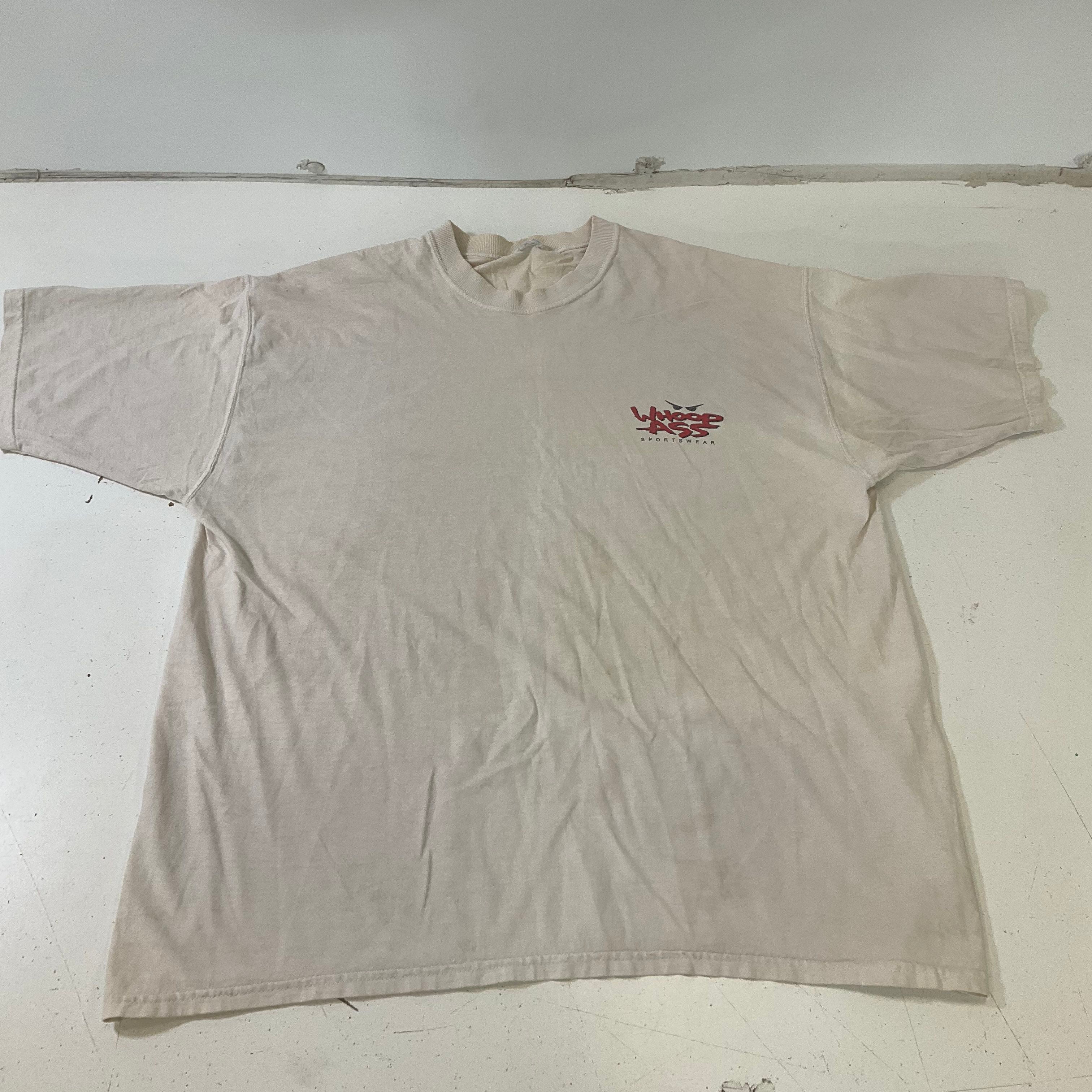 Vintage Whoop Ass Sportswear White Write A Check Can't Cash T-Shirt Size XL