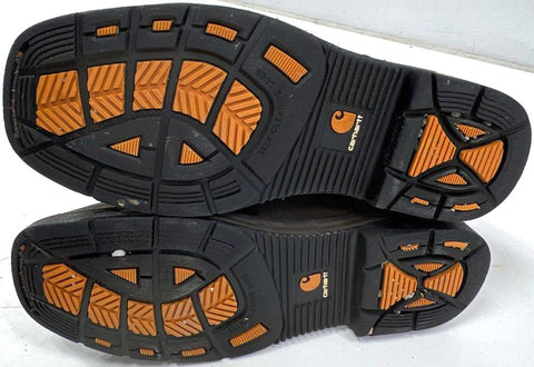 Carhartt Wellington Pull-On Steel Toe Brown Leather Work Boots Size 9