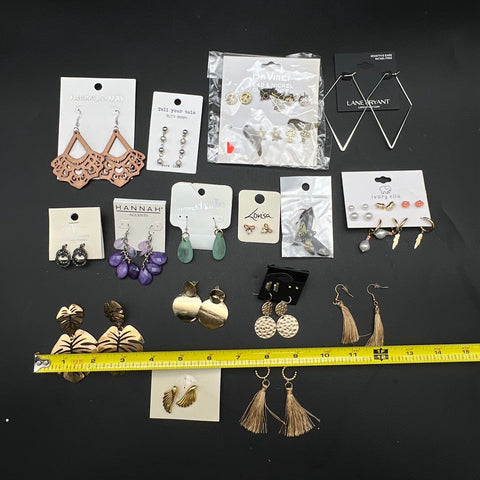 Lane Bryant Ivory Ella Lovisa Fashion Earring Lot 16 Pairs Tassels Hoops Studs