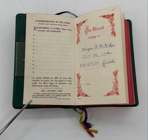 Vintage Saint Pius X Daily Missal Catholic Book Publishing Green Red Edged 1950s