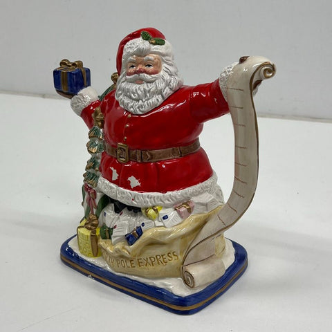 Vintage 1998 Fitz & Floyd North Pole Express Santa Claus Ceramic Cookie Jar