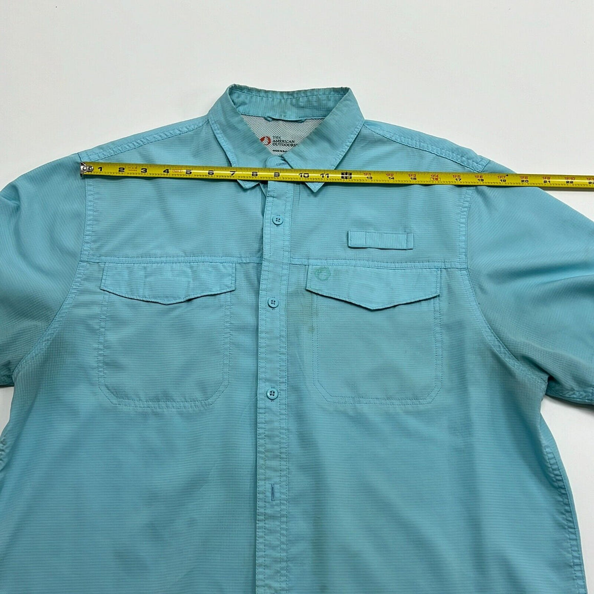 The American Outdoorsman Men's Blue Chest Pocket Fishing Button-Up Shirt  Size L
