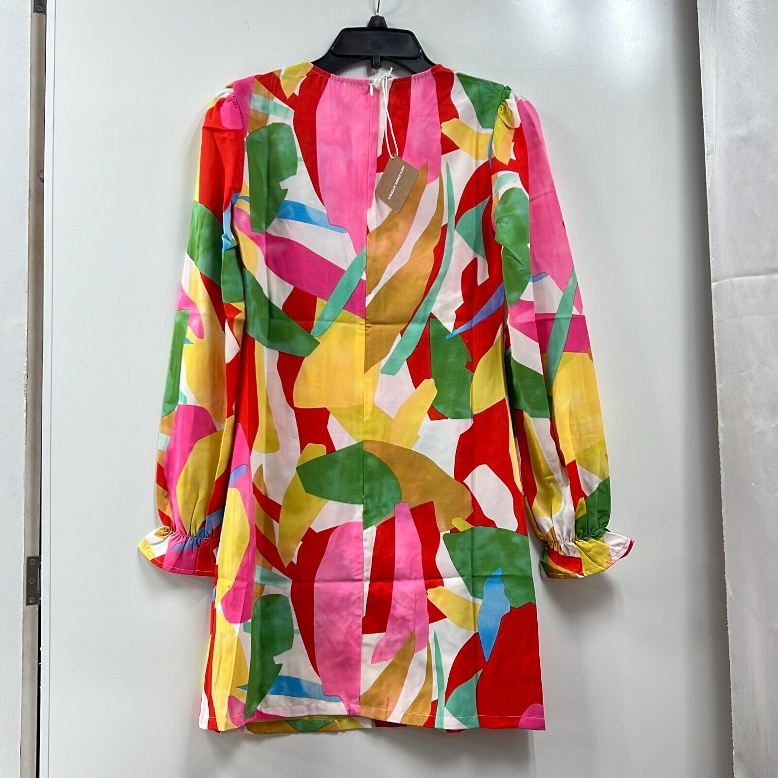 NWT Urban Threads Women's Multicolor Abstract Long Sleeve Mod Mini Dress Size 8