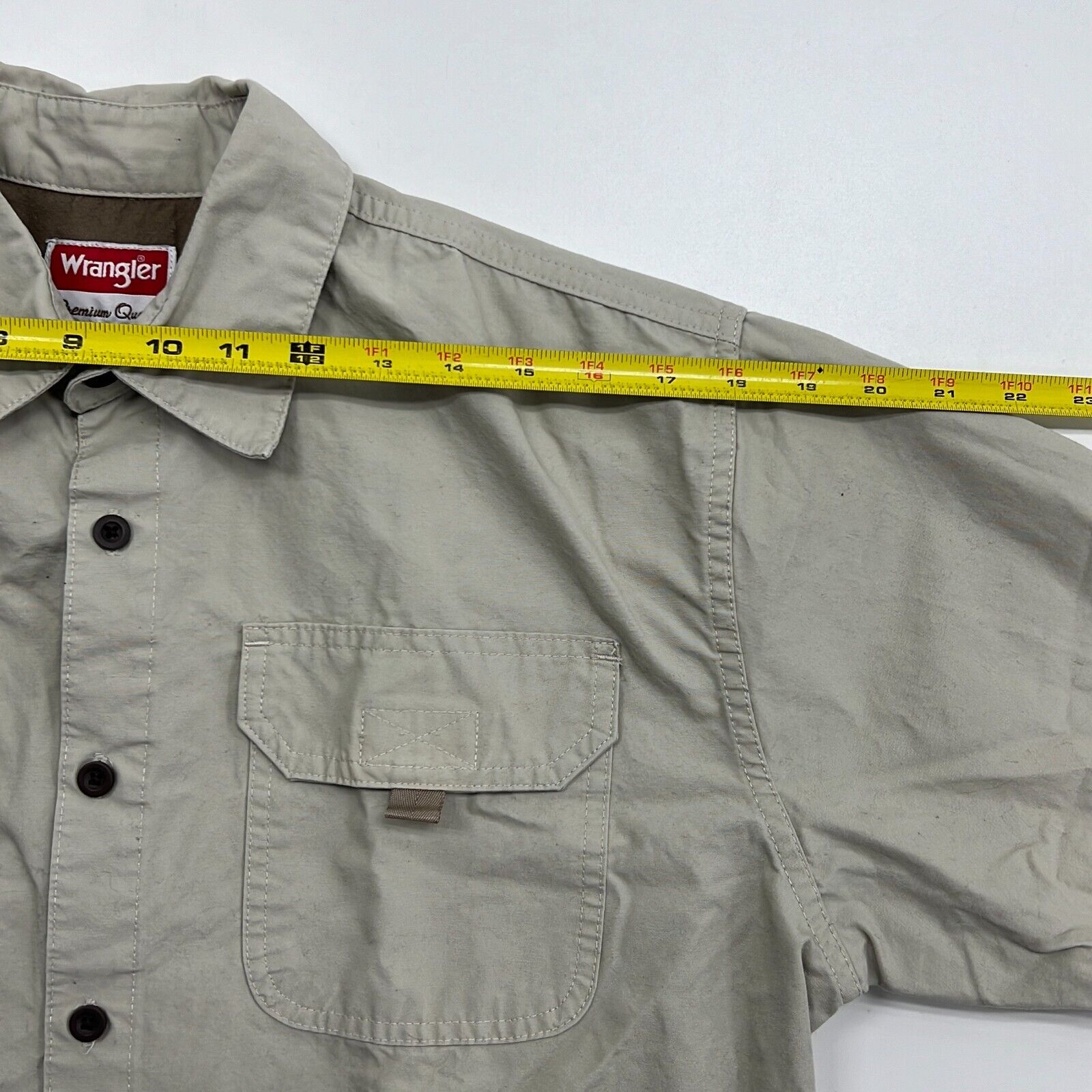 Wrangler Men's Gray Cotton Pocket Long Sleeve Collared Button-Up Shirt Size M