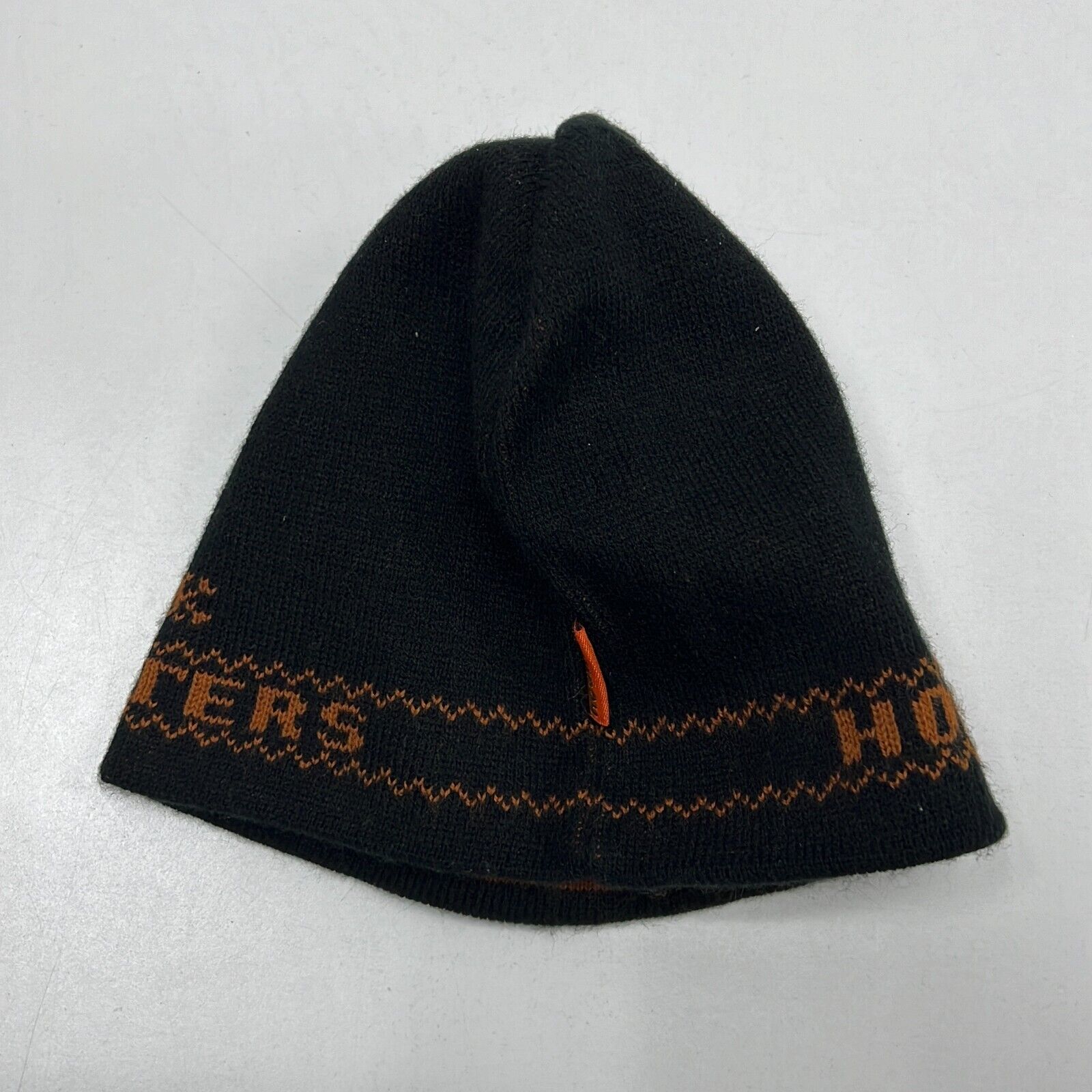 Hooters Men's Brown Black Embroidered Reversible Knitted Beanie Hat One Size