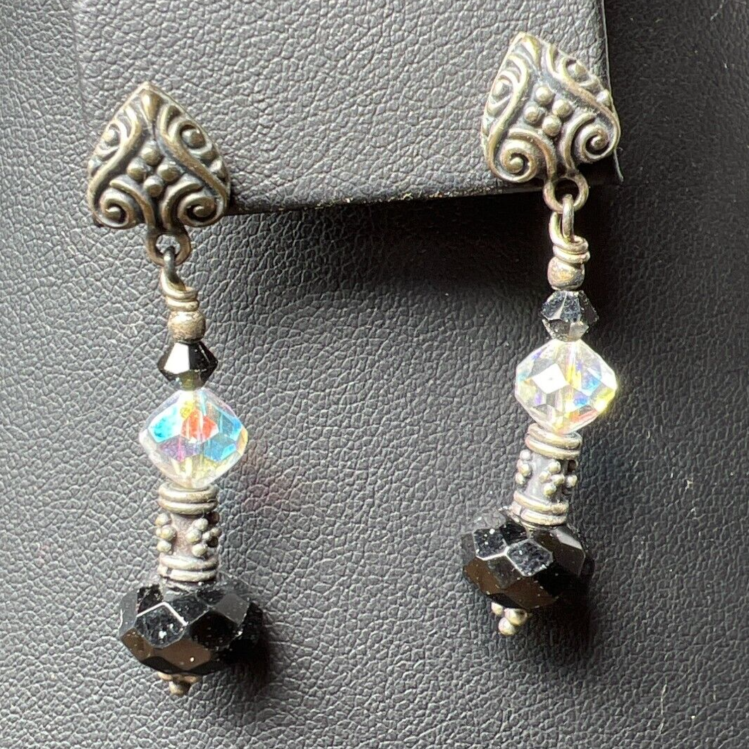 925 Sterling Silver Aurora Borealis Beads  Drop Earrings