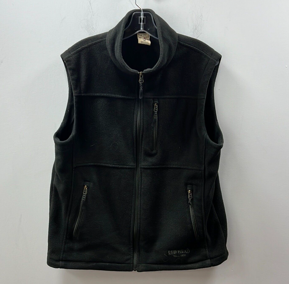 Red Head Men's Black Fleece Pockets Mock Neck Full Zip Vest Size Mediu –  Shop Thrift World