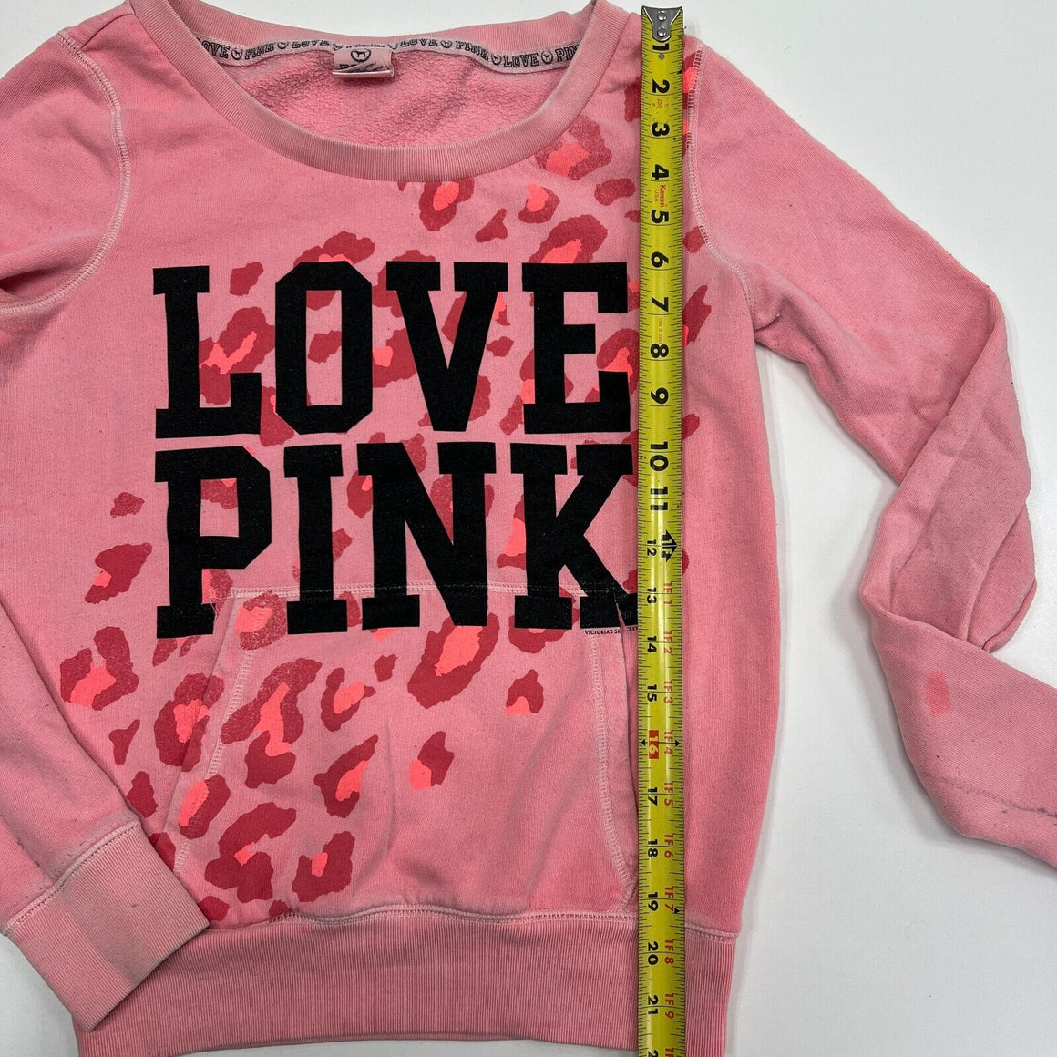 Victoria's Secret Pink Sweatshirt Pink Black Leopard Print Kangaroo Po –  Shop Thrift World