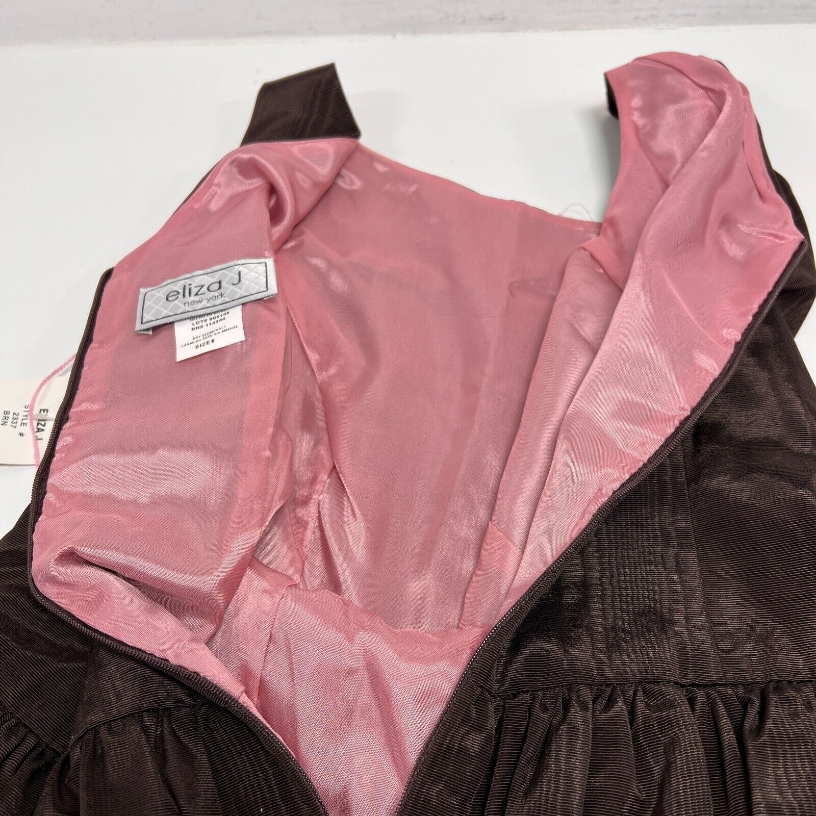 Eliza J Scoop Neck Sleeveless Dress Size 8 Zips in Back Choco Brown NWT