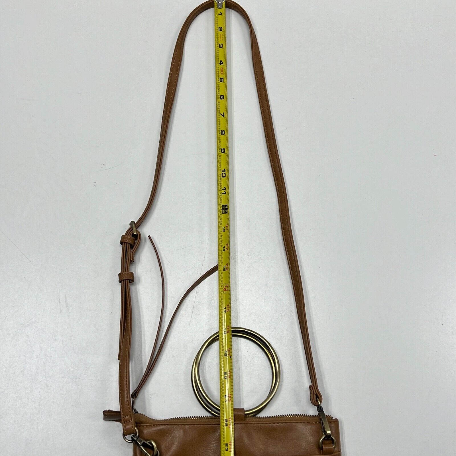 Joy Susan Women's Amelia Ring Brown Leather Detachable Strap Top Handle Bag