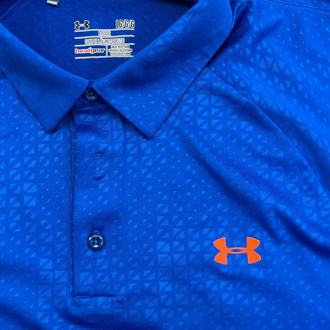 Under Armour Men's Blue Heat Gear Loose Fit Short Sleeve Golf Polo Shirt  Size L
