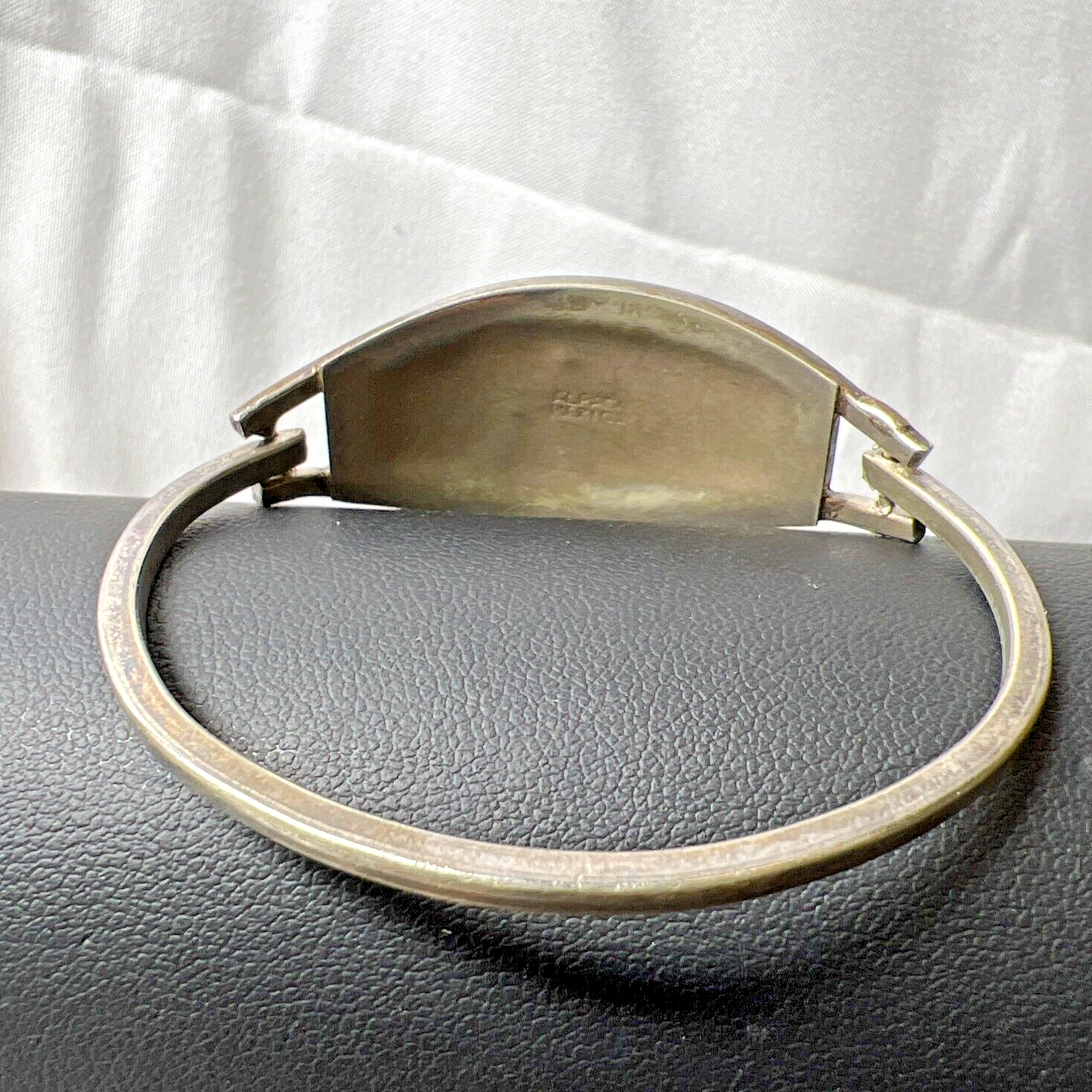 Alpaca Silver Mother of Pearl Butterfly Inlay Bangle Bracelet