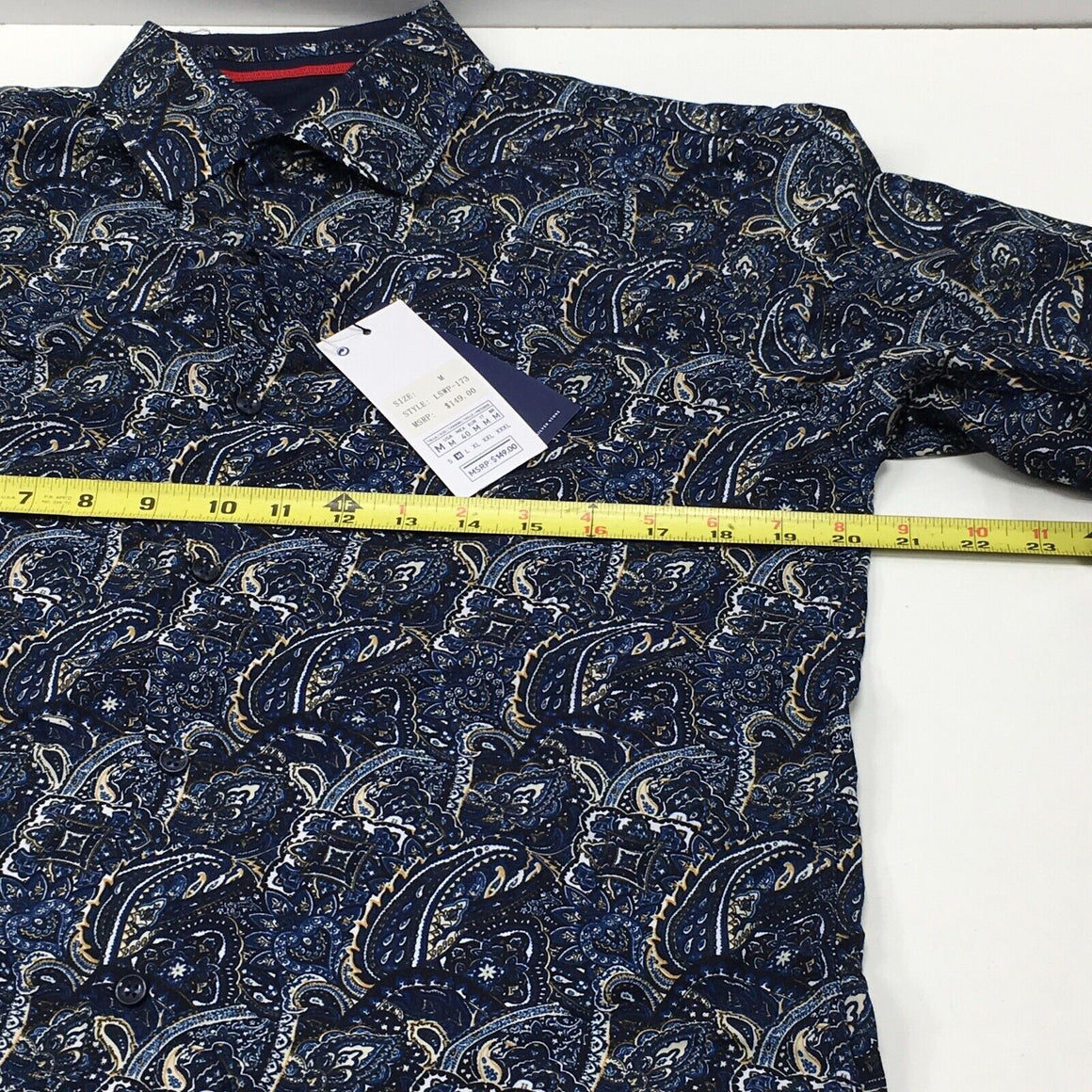 NWT Silverstone Collection Men's Blue Paisley Modern Fit Button-Up Shirt  Size M