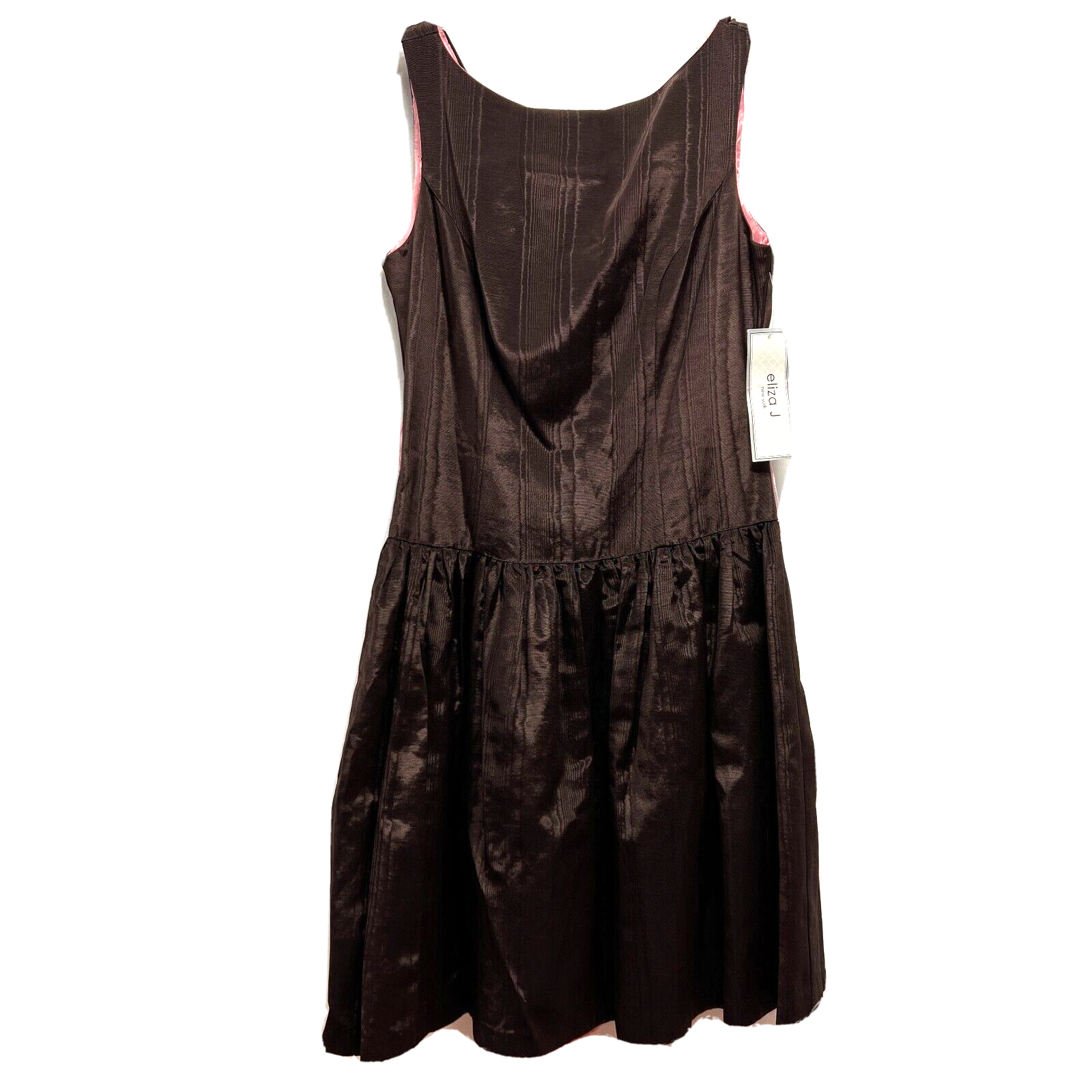 Eliza J Scoop Neck Sleeveless Dress Size 8 Zips in Back Choco Brown NWT
