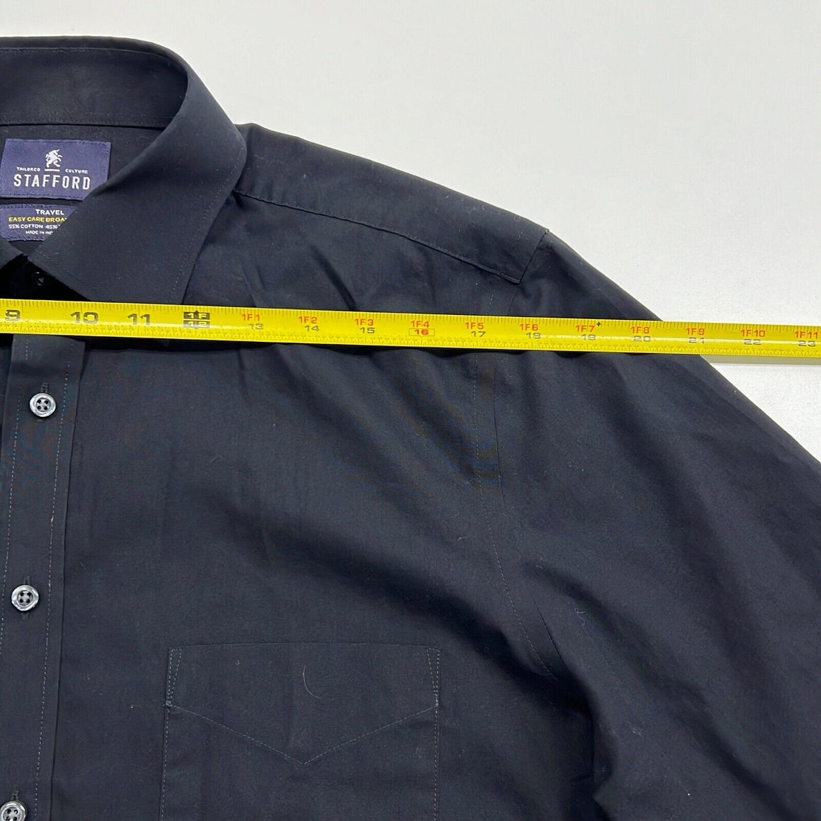 Stafford Men's Blue Collared Long Sleeve Travel Fitted Dress Shirt Siz –  Shop Thrift World