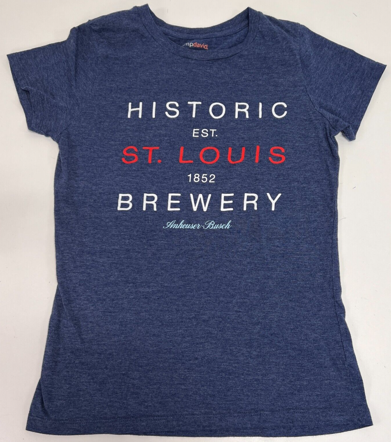 Anheuser Busch St. Louis Brewery Women s Blue T-Shirt Camp David Size Large