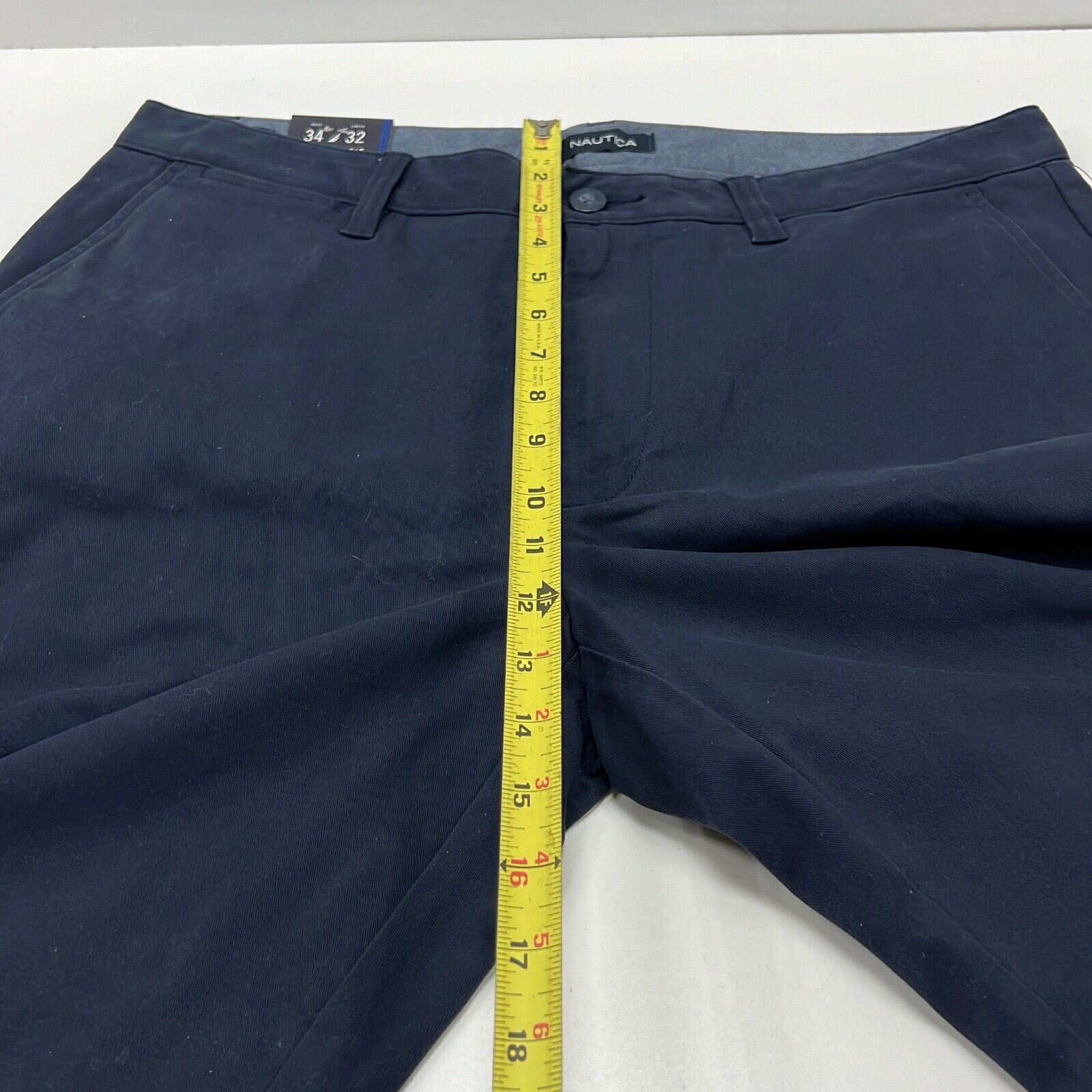 NWT Nautica Men's Blue Flat Front Classic Fit Slash Pockets Dress Pants Sz 34x32